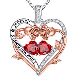 Iefil Christmas Birthday Gift for Wife Her - Anniversary Birthday Gifts for Women Wife Her Girlfriend, January Birthstone Jewelry Necklace Red Garnet Necklace