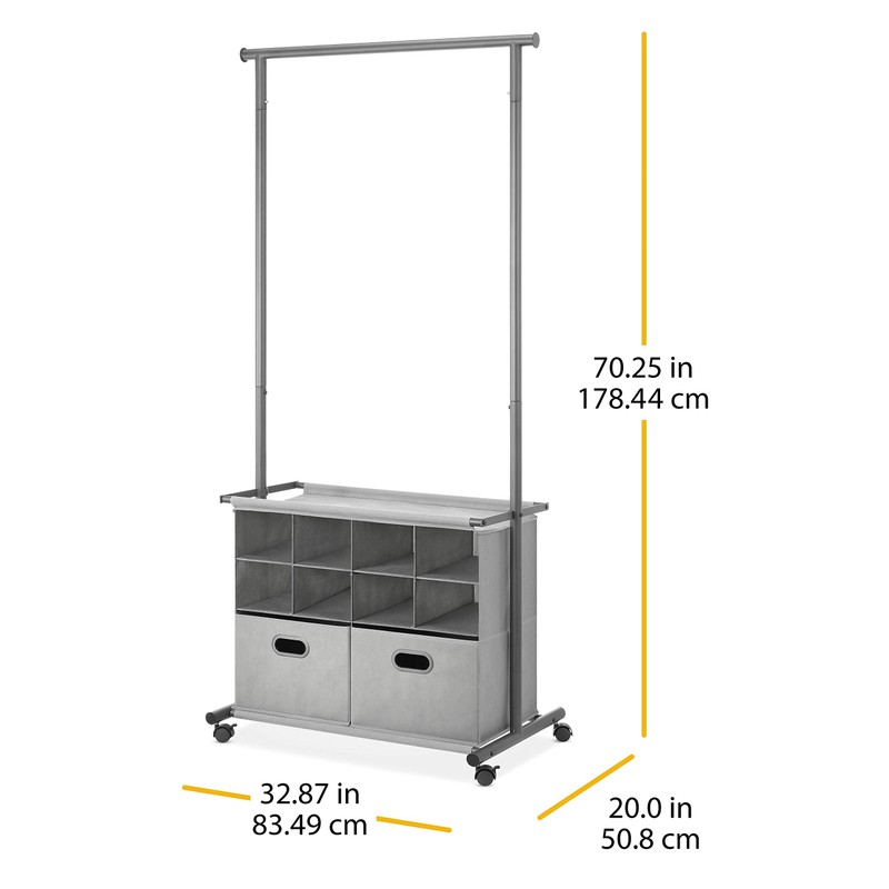 Whitmor Rolling Closet Organizer with Shelves & Drawers - Grey