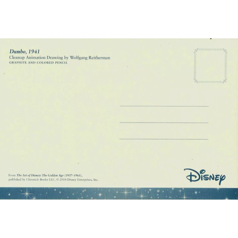 DUMBO, CLEANUP ANIMATION DRAWING BY WOLFGANG REITHERMAN, NICE POSTCARD.