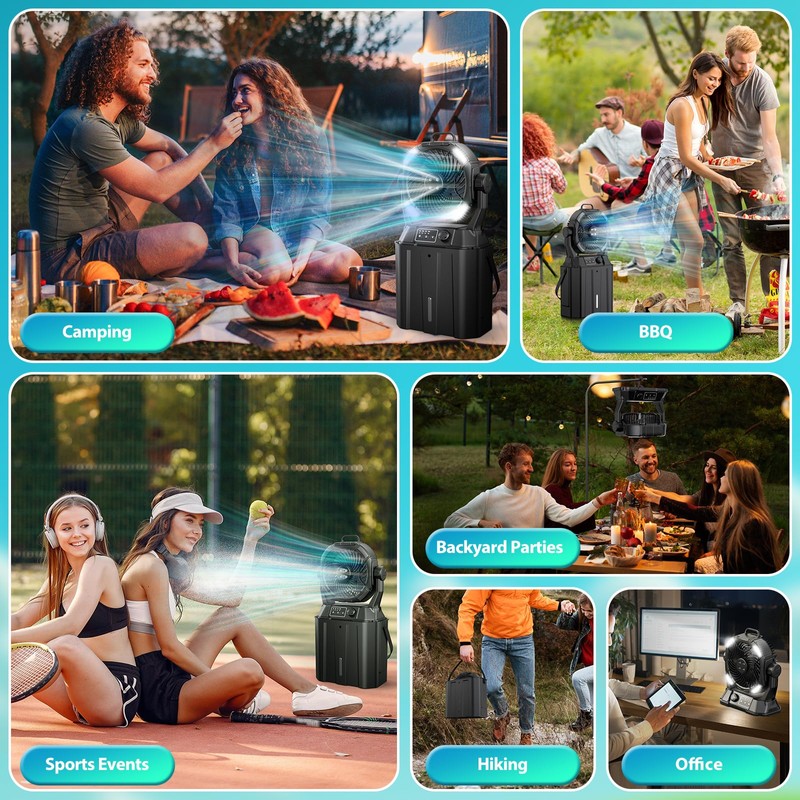 Wilody Portable Misting Fan 42800mAH Rechargeable with Remote Control, 6L