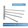 JSVER Stainless Steel Hand Towel Rail Bathroom Swivelling 4 Arms