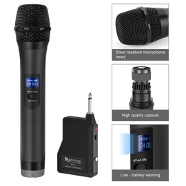 FIFINE Wireless Microphone, Handheld Dynamic Microphone Wireless mic System for Karaoke Nights and House Parties to Have Fun Over the Mixer,PA System,Speakers-K025