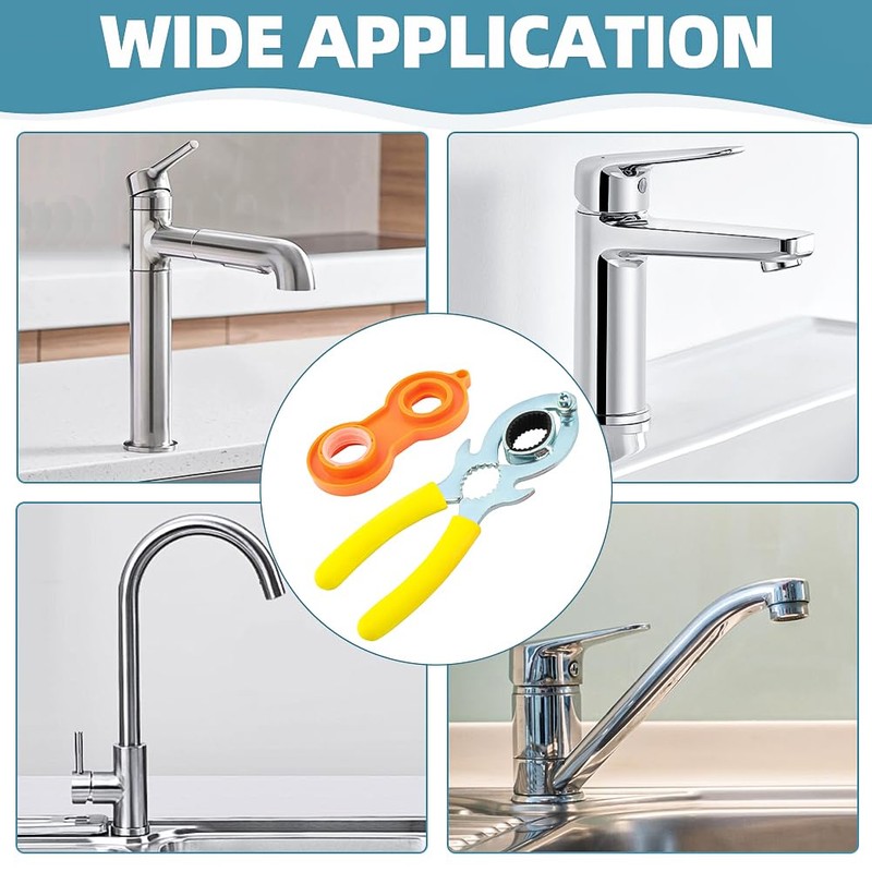 Bibabala Faucet Aerator Removal wrench,Faucet Bubbler Wrench Kit,Removal Spanner Tool(COLOR:Bright)