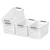4 Pack Plastic Storage Basket with Handles, Small Deep Organizer