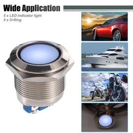 X AUTOHAUX 5 Pcs LED Indicator Light 22mm 12V AC DC Metal Shell Waterproof Pilot Dash Signal Lamp for Car Truck Boat Interior Multicolored