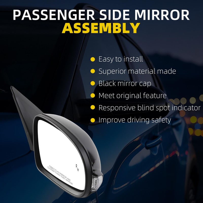 Dasbecan Right Side Mirror Compatible With 18-23 Hyundai Kona 8pins