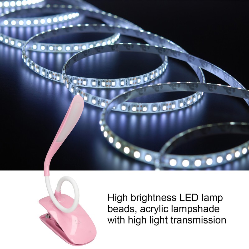 LED Desk Lamp 360° Adjustable Clip On USB Rechargeable Table