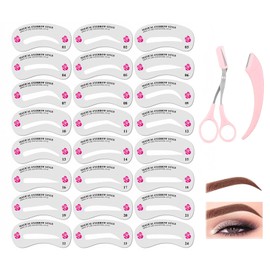 ZWWOGE 24 Stück Augenbrauen Schablone Stempel Set,eyeliner schablone,Mit zwei Augenbrauenformern Augenbrauenstempel Set Multi-Brauen Formen und Formen für faule Menschen zu zeichnen Augenbrauen