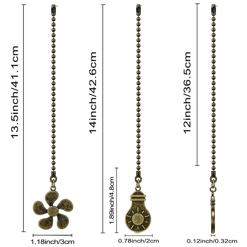 Akahttbn Ceiling Fan Pull Chain Extension, 12 Inches Decorative Fan