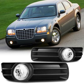 AUTOFREE Driving Fog Lights Compatible with Chrysler 300 2005-2010 with H10 12V42W Bulbs Fog Lamps Assembly Replacement Included Wiring Kits & Switch- 1 Pair (Clear Lens)