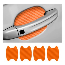 XINLIYA 4PCS Car Door Handle Protector Sticker, Universal Carbon Fiber Anti-Scratches Auto Door Handle Protective Film, Car Door Side Paint Cover Guard Stickers Fit for Most Car Handles (Orange)