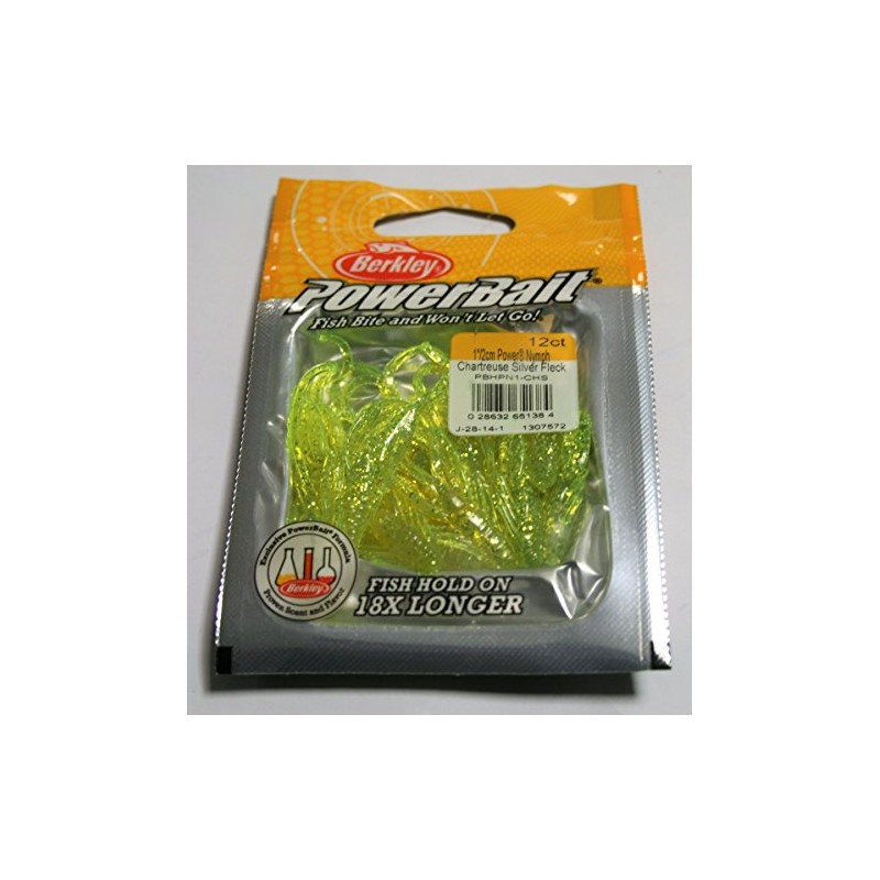 Berkley PowerBait Power Nymph,Chartreuse Silver Fleck,1" (12 Count)