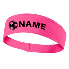 iZZYZX Soccer Name Printed Moisture Wicking Headbands - Neon Pink