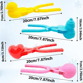 Pack of 4 Winter Snowball Maker, Snowball Clip, Snow Toy, Duck Snowman Snowball Shaper, Winter Snowball Tongs Toy, for Children Snowball Fights Outdoor (Random Colour) (A)