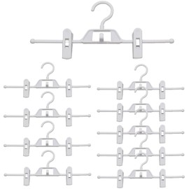 Hoypeyfiy 10pcs Stackable Plastic Clothing Hanger with Clips, Adjustable Skirt Hangers Pant Hangers for Closet Organizer, 360-Rotating Swivel Hook
