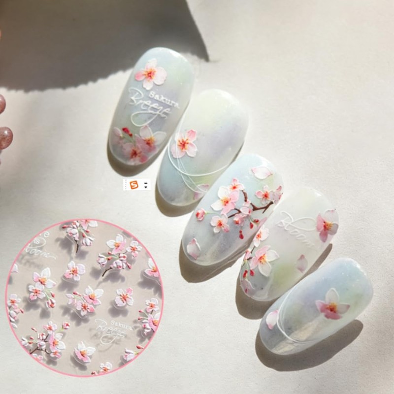 YUWENW ネイルシール 桜 2枚セット 花 ネイルパーツ ネイルステッカー ネイルアートステッカー 人気 DIY