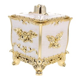 Hohopeti Cotton Pad Storage Case Embossed Cotton Swab Organizer Box for Makeup Essentials Dustproof Design for Vanity and Bathroom Elegant Floral Pattern