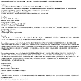 Mad Hornets Dishwasher Bottom Door Gasket (Black) 154859401 Fit for Frigidaire and Fit for Electrolux Dishwashers