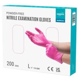 EUROPAPA EUROPAPA? 200x Einweghandschuhe Nitrilhandschuhe puderfrei Untersuchungshandschuhe EN455 EN374 latexfrei Einmalhandschuhe Handschuhe in Gr. S, M, L & XL verfgbar (L, Rosa)