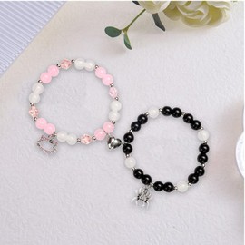 Wnddle Matching Bracelets for Couples, Best Friends, Pack of 2 Magnetic Couples Bracelets, Spider Kitty Magnetic Couples Bracelets, Long Distance Relationship Bracelets, Matching Bracelets,, Gemstone