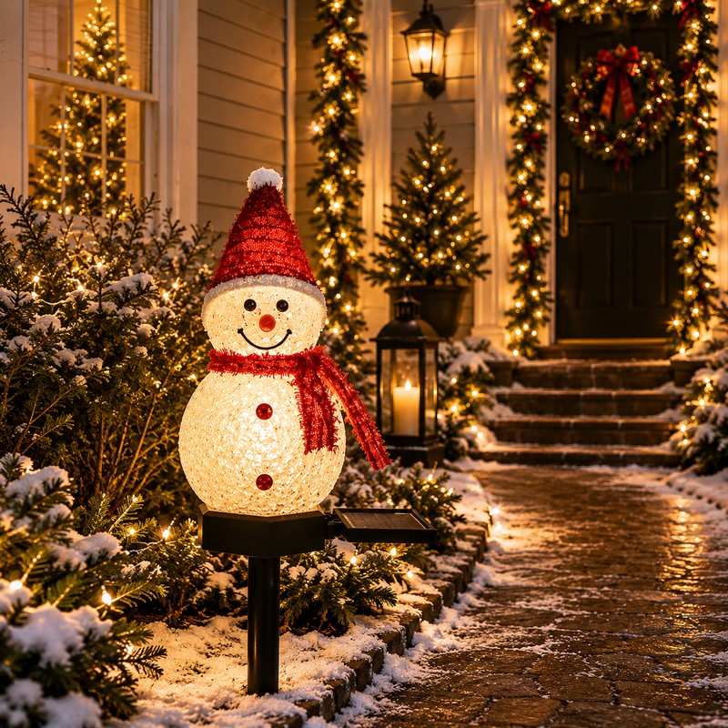 Solar Snowman Garden Light for Christmas Décor – Waterproof LED