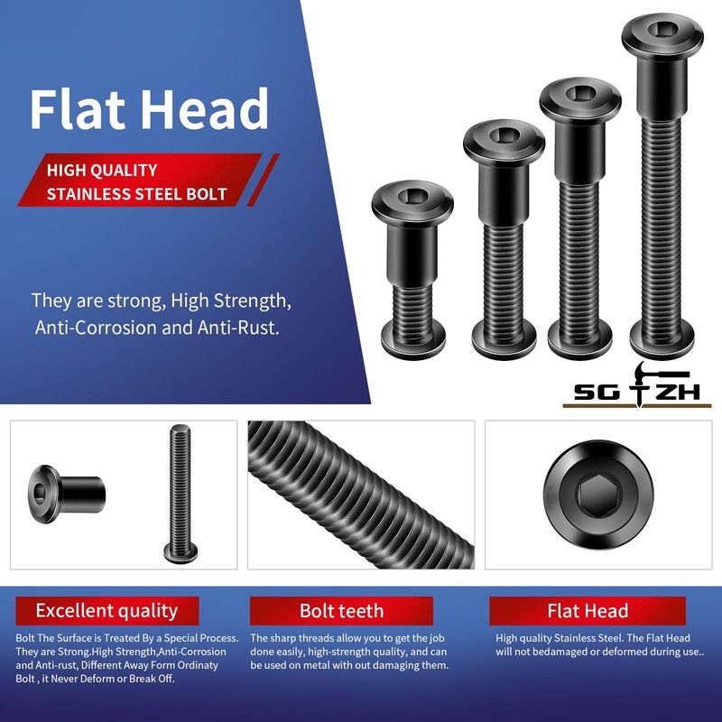 1/4-20 x 1 Inch 20Pcs Flat Head Hex Socket Cap