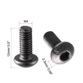 uxcell M4 x 10mm Alloy Steel Hex Bolt Socket Head Cap Screws Black 100 Pcs