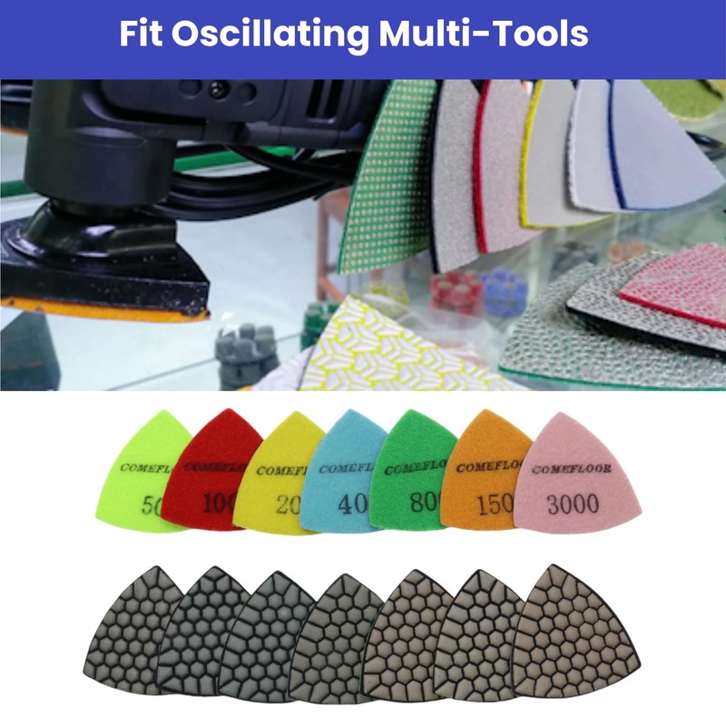 Diamond Triangle Polishing Pad, 80mm Resin Bond Hook and Loop