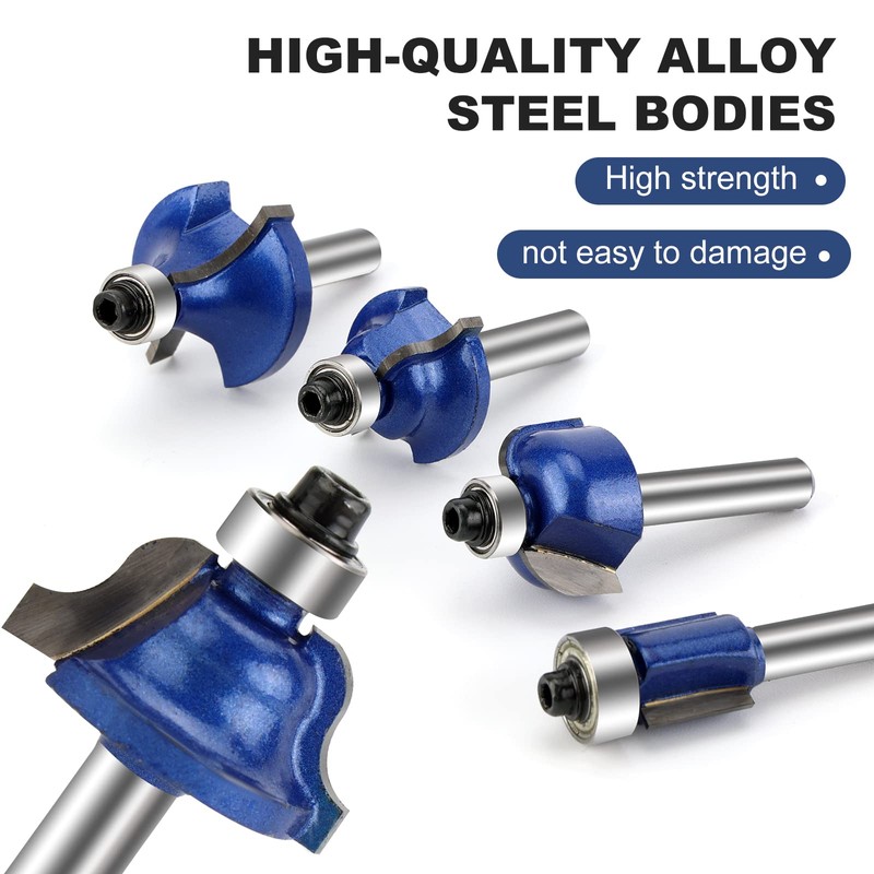 Yueqing Zhongji 1/4 Inch Router Bits Set 15 Tungsten Carbide