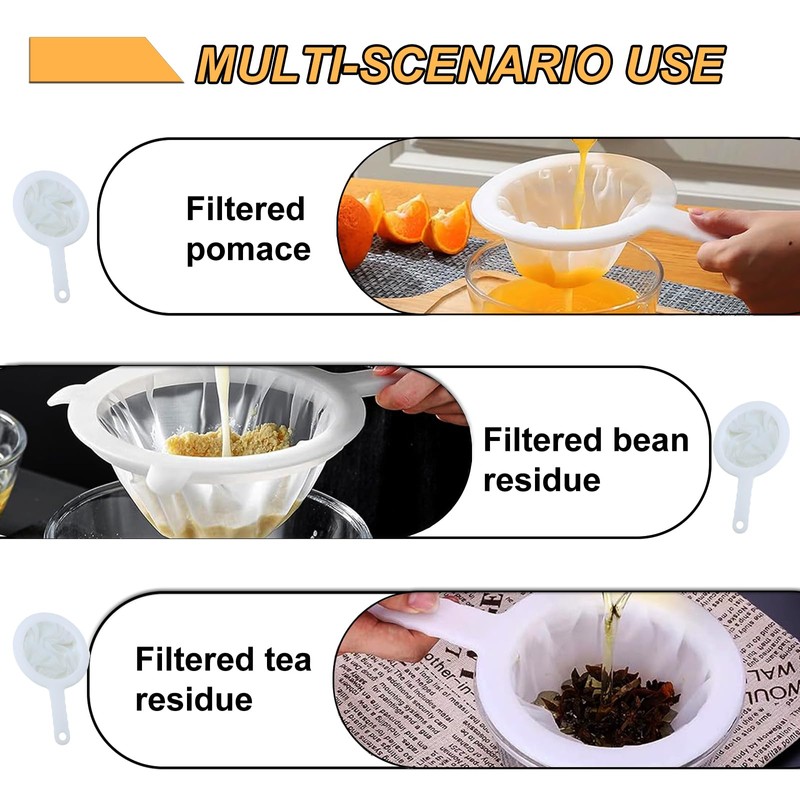 3 Pcs Fine Mesh Strainer, Plastic Sieve Nylon Ultra Fine