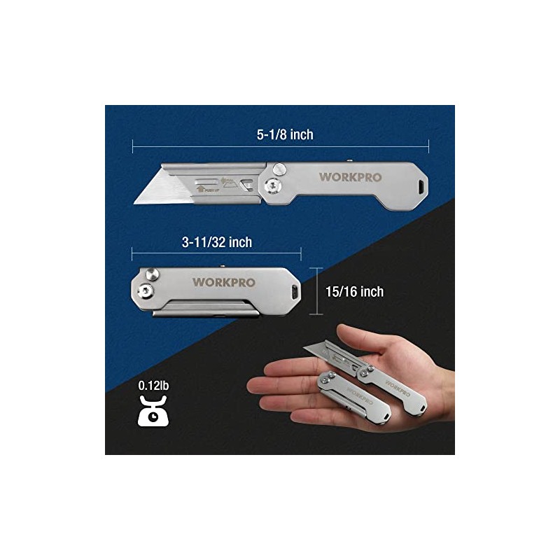 WORKPRO 3-Pack Folding Utility Knife, Quick Change Blades Box Cutter,