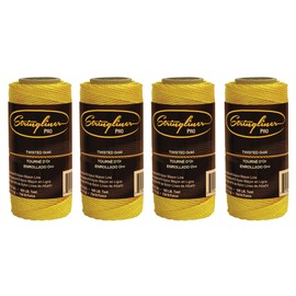 Stringliner 35000 Mason’s Line Replacement Rolls – 1/8 Lb. #18 Construction Replacement Roll Twisted Gold 135'. (4 Pack)