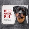 Metal Sign with Rottweiler Motif and Saying "Betreten auf eigene