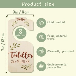 WAQYGZO 8 Pcs Baby Closet Dividers Boho Wooden Baby Closet Dividers for Clothes Double-Sided Baby Clothes Size Hanger Organizer from NB to 24 M - Adorable Nursery Decor