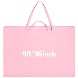 Abbylike 48 x 36 Inch Art Portfolio Bag Large Size Art Supply Bag with Nylon Shoulder Poster Board Storage Bag Waterproof Poster Carrying Case Tote Painting Sketch Bag for Art Work(Pink, 1 Pcs)