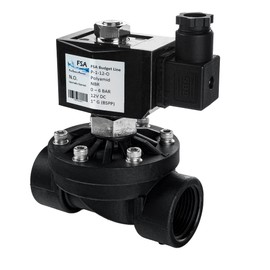FSA Solenoid Valve Plastic PA6 1 Inch 12 V DC 0-6 Bar NBR Currentless Open