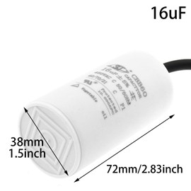 Condensador de motor CBB60 MEETOOT 16UF 450V 50/60Hz blanco CBB60 Cilindro de funcionamiento con cable