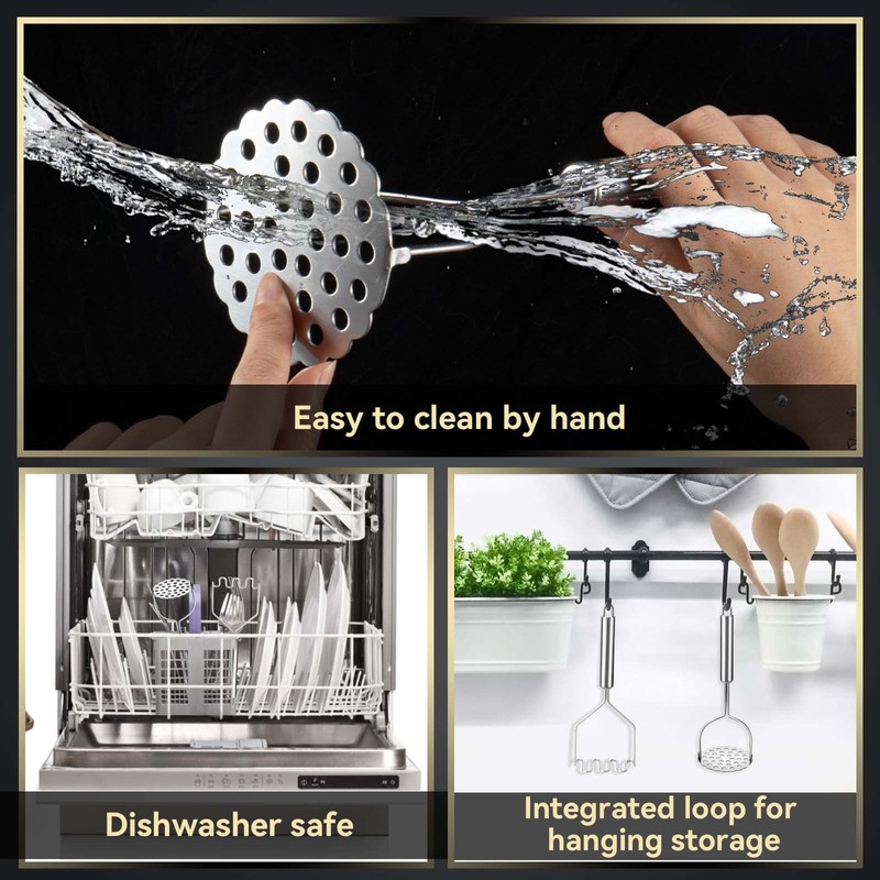 VOOVAO 2 Pcs Potato Masher for Potatoes, Heavy Duty Stainless