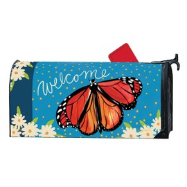 Studio M The Original Magnetic Mailbox Cover, MailWrap Fits Standard Size 6.5 x 19 Inch Mailbox, Weather Resistant Vinyl, Welcome Monarch