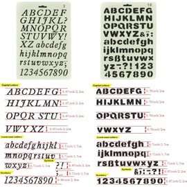 Alphabet Painting 4 PCS Assorted Styles Plastic Number and Letter Artistic Drafting Drawing Templates Stencil Set for DIY Craft Journal Photo Album Scrapbook Schedule Book Diary Art Projects