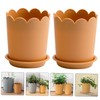 Sosoport 10sets Breathable Plastic Flowerpots with Tray Scalloped Design Nursery