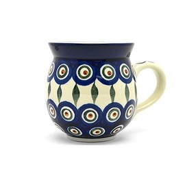 Polish Pottery Mug - 11 oz. Bubble - Peacock