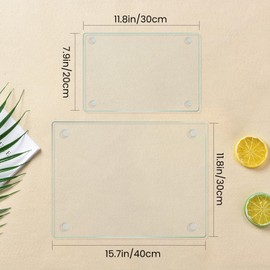 Hifogang Glass Cutting Board, Clear Tempered Glass for Kitchen 4 Pcs, with Rubber Feet, Non-Slip, Durable Shatter Resistant, Dishwasher Safe, Scratch Resistant, Heat Resistant, Two Size
