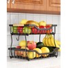 OKZEST 2-Tier Fruit Basket for Kitchen Counter with Banana Hangers,