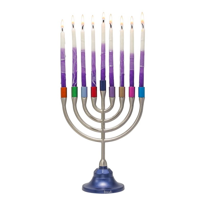 Yair Emanuel Hanukkah Menorah Candle Holder 9 Branch Classic Minimal