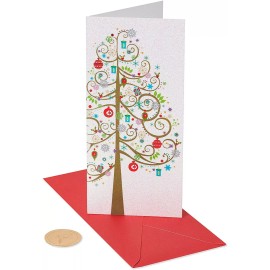 Papyrus Glittered Holiday Tree Cards Wishing You a Joyful Christmas Qty 4 Cards