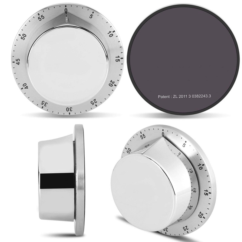 Stainless Steel Kitchen Timer, Manual Mechanical Kitchen Timer with Magnetic