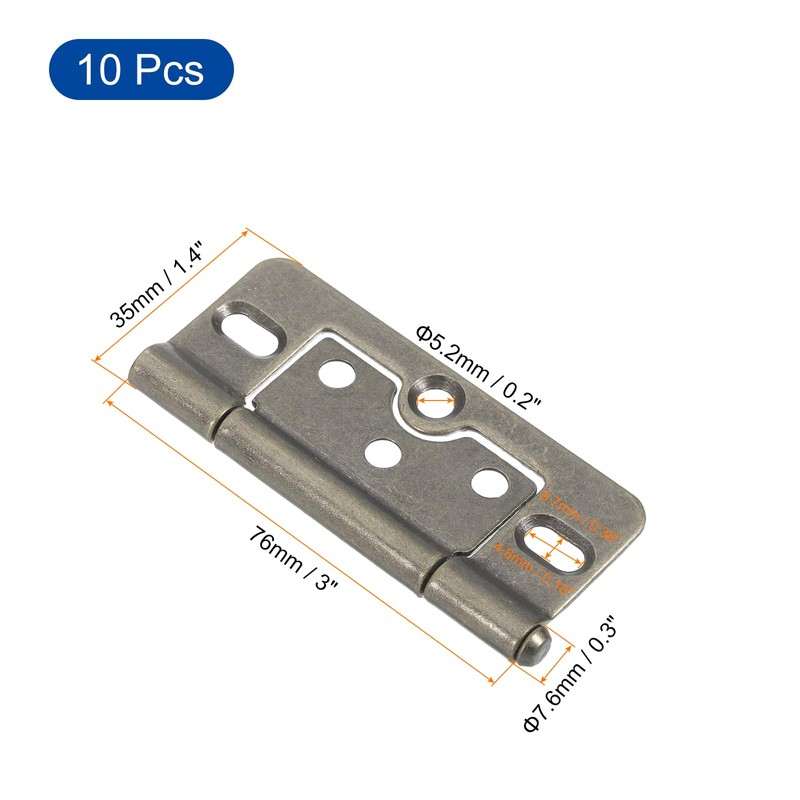 sourcing map 10Pcs 3x1.4 Inch Door Hinges Non-Mortise No Noise