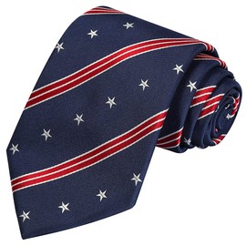 KissTies Mens Silk Tie Blue Necktie XL Stars N Stripes Ties