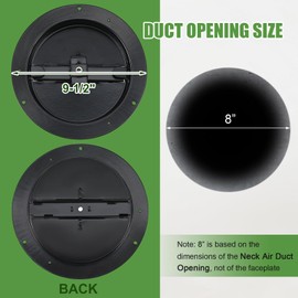 Therwen 2pcs Fits 8 Inch Neck Air Duct, Steel Butterfly Damper for 8" Round Ceiling Air Diffuser with Plastic Key Handle, Round Ceiling Vent Cover, Damper Outer Dimension: 9-1/2"